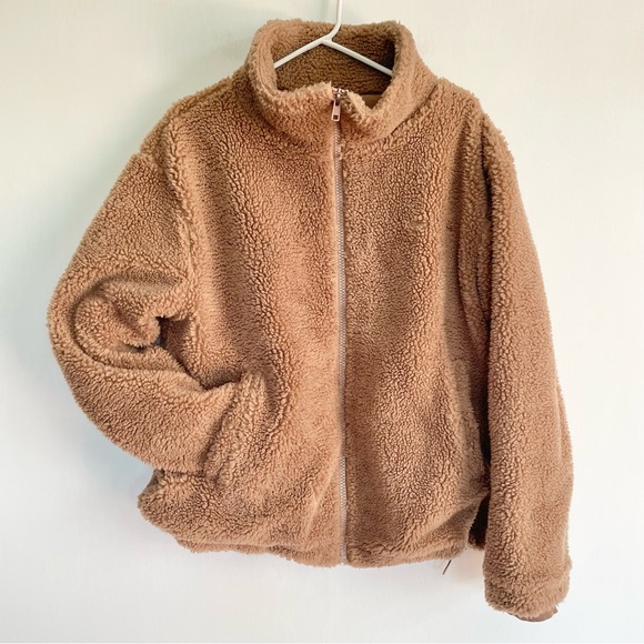 The Upside Jackets & Blazers - The Upside Fleece Teddy Jacket Brown Tan Zip Up Australian Womens Size 6 US